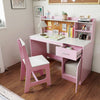 Kids Study Desk and Chair Set Student Table and Chair-Pink