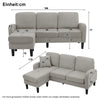 L Shape Corner Sofa Linen 3 Seater Sectional Sofa Couch with Chaise Lounge Grey