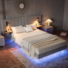 Double Plush Velvet Upholstered Bed Frame 4ft6 with Headboard & LED Lights Grey