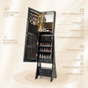 3-color LED Lighted Jewelry Organizer Armoire w/ Full-Length Mirror-Black