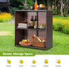 3 Piece Outdoor PE Rattan Bar Set Bar Table 2 Bar Stools Bistro Set with Cushion