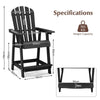 Outdoor Counter Height Bar Stool Garden HDPE Patio Chair w/Armrest-Balck