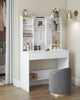 Dressing Table w/ 3 Color LED Mirror Lights,2 Drawers Vanity Table for Bedroom