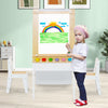 Children Wood Art Table & Art Easel Set Toddler Craft & Activity Table-Natural
