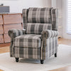 Recliner, Chair Black & Grey Check Linen Armchair w/Adjustable Footrest - Lounge