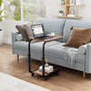 Side Table Height Adjustable End Bedside Table with 4 Wheels for Sofa Bedroom