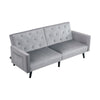 3 Seater Click Clack Sofa Velvet Mid Century Modern Couch with Solid Wooden Legs