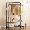 Metal Open Wardrobe Double Clothes Rail Rack Garment Hanging Stand Storage Shelf