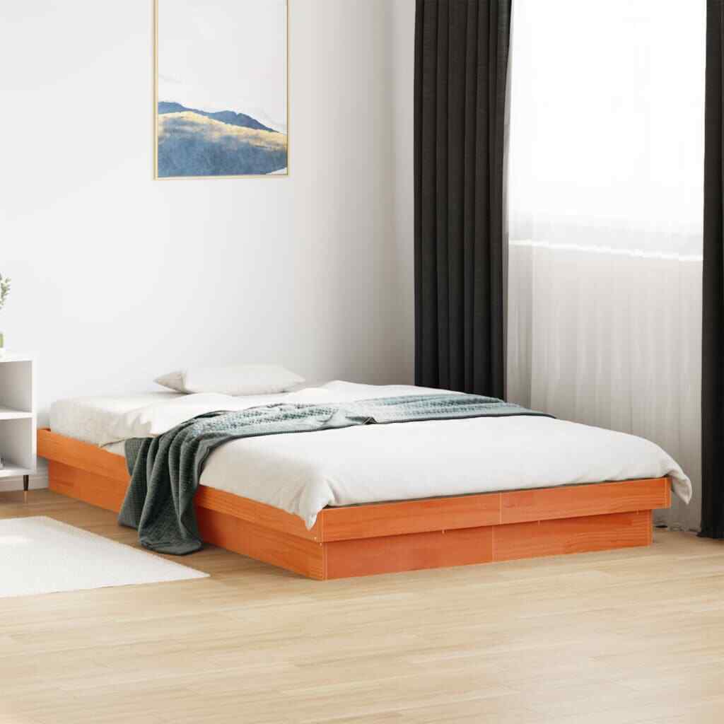 Bed Frame Wax Brown 120x200 Solid Wood Pine S3T9