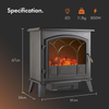 Electric Stove Heater 1850W Freestanding Fireplace LED Flame Log Effect Black