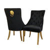 Black velvet x4 dining chairs with gold legs & lion knocker