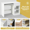 Wooden Computer Desk with Pull-out Keyboard Tray & Adjustable Storage Shelves