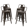 Bar Stools Set of 4 Restaurant Metal Dining Chairs Side Chairs w/Removable Back