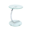 Sofa Bed Side End Table Small Coffee Tea Tables Lamp Stand Chrome Legs Glass Top
