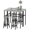 6-Piece Industrial Bar Table Set, 2 Breakfast Tables with 4 Stools Grey