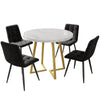 Dining Table and Chairs Set of 4 Marble Look Round Kitchen Table with Metal Legs