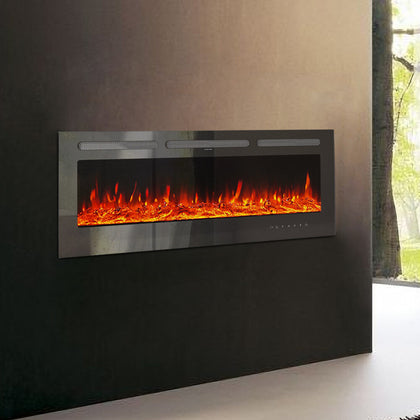 50 Inch Electric Fireplace Fire Adjustable Insert Wall Hanging Remote LOG Flame