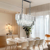 Luxury Rectangular Crystal Chandelier,Silver E14 Dining Room Ceiling Light 80CM
