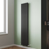 Black Radiator Vertical Double 1800x392 Oval Column Tall Upright Rad With Valves