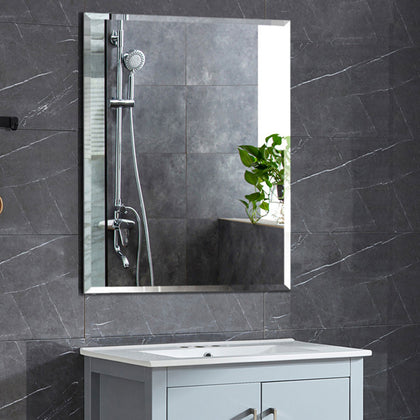 50X60cm Plain Bathroom Mirror Wall Mounted/Self-adhesive Frameless Bevelled Edge