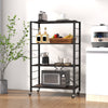 4-Tier Portable Storage Rack Shelves Foldable Shelving Unit w/Lockable Wheels