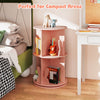 Round Spinning Corner Bookcase Kids Rotating Bookshelf Pink