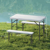 3 Piece Folding Picnic Table and Bench Set with Handle, Light Grey