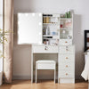 Vanity Set Makeup Table with Lighted Mirror Dressing Table 6Drawer Dresser Desk