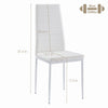 4pcs High Back White Faux Leather Dining Chairs Metal Legs Dining Room Kitchen