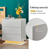 LED Bedside Table Cabinets Front High Gloss Chest of 3 Drawers Nightstand