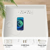 White Gloss Bedside Table with LED Light, 2 Storage Drawers & Charging Station