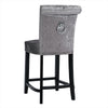 High Bar Stools Set Velvet Upholstered Pub Bar Chairs Wooden Legs Barstool Seats