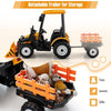 12V Battery Powered Kids Ride on Tractor Trailer 2-in-1 Electric Ground Loader