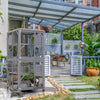Wooden Cat House Kitten Cage Enclosure on Wheels w/Asphalt Roof 2 Platforms