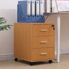 Mobile 3 Drawers Filing Pedestal Cabinets File Chest Storage Wooden Lockable