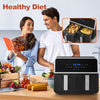 Digital Air Fryer Double Baskets 1700W Power Oven LCD Non-stick Oil Free 4.5L*2