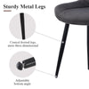 Set of 2 Velvet Dining Chairs Padded Seat Kitchen Chairs Metal Leg Blue Grey