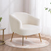 Sherpa Accent Chair White Teddy Fabric Livingroom Armchair Small Sofa Metal Legs