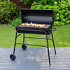 Large Oil Drum Charcoal BBQ Grill Barbecue Smoker Rack Portable Wheels Stand