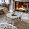 Luxury Mirrored Crush Floating Diamond Crystal Round Silver Sparkle Coffee Table