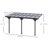 Outdoor Patio Wall-mounted 4.35 x 3(m) Gazebo Pergola, Aluminum Post, PC Roof