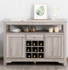 Drink Bar Cabinet Modern Sideboard Wine Rack Cupboard Bottle Storage Unit Grey