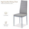 4pcs Grey Faux Leather Dining Chairs & Grey Marble Glass Dining Table Dining Set
