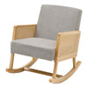 Modern Natural Solid Wood Armchair Rocking Chair Bohemia Rattan Arm Frame Sofa