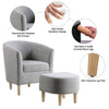 Single Sofa Seat Fabric Upholstered Bucket Back Chair Accent Armchair W/ Ottoman
