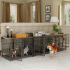 Heavy Dog Crate Furniture Side Table Dog Kennel Cage 4 Doors & Removable Divider