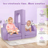 COSTWAY 8-Piece Modular Kids Play Couch Convertible Climb & Crawl Foam-Purple