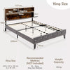 King Size Bed Frame Upholstered Platform Bed Slat Support W/ Storage Headboard