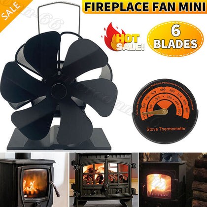 6 Blade Heat Powered Stove Top Fan For Wood Burner Log Burning Fire Eco Friendly