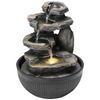 Indoor Desktop Cascading Stone Water Feature Fountain with LED Lights Home Decor